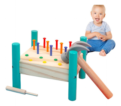 Juguete De Martillo De Madera Montessori Para Niños Pequeños