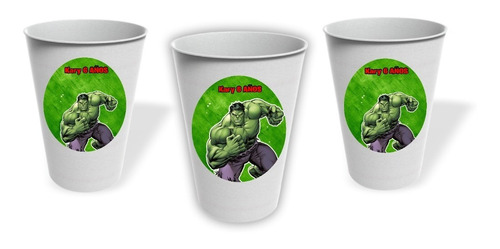  Vasos Hulk Cumpleaños Personalizado Pack X10