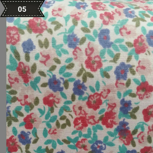 Imagem 2 de 7 de 5 Metros Tecido Tricoline Elastano Estampada Floral Listrado