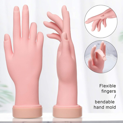 Aoraem Manos De Entrenamiento De Uñas Flexible Suave Práctic