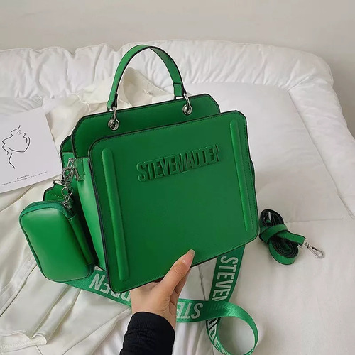 Color Sólido Letras Mano Bl Bolsa De Hombro Bolsa Crossbody Color Verde Oscuro