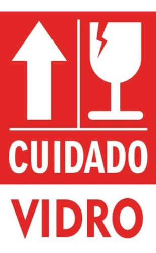 Imagem 2 de 4 de Kit 4 Etiqueta Cuidado Vidro Taça Frágil Este Lado Para Cima