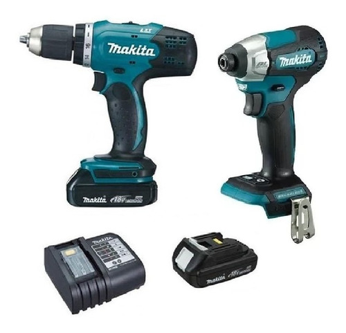 Kit Taladro Percutor + Atornillador Inalambrico 18v Makita