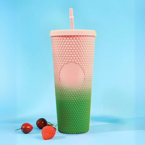 Termo Vaso Con Diseño Degradado 750ml Material Texturizado Verde