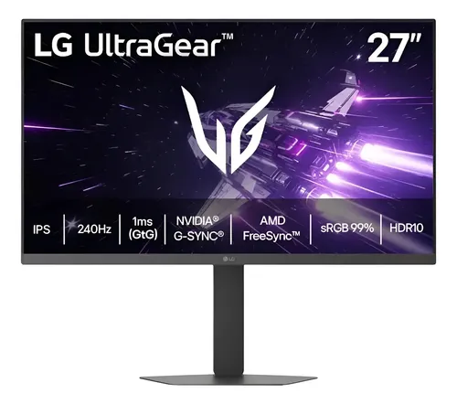 LG UltraGear Monitor Gamer 27" IPS 240Hz 1ms (GtG) Full HD (1920x1080) sRGB 99% HDMI 2.0 NVIDIA G-SYNC AMD FreeSync Premium, Preto - 27G440A