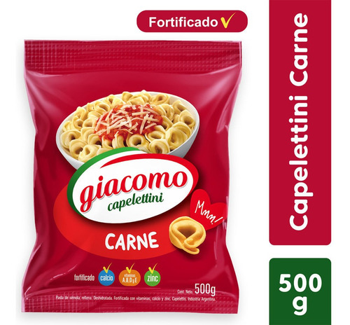 Giacomo Capelettini Carne Pasta De Semola Fortificada 500 Gr