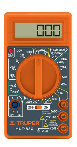 Tester Multimetro Digital Truper Mut-830 Diodo Transistor