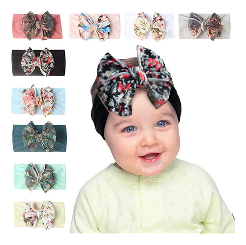 9pcs Baby Turbante Headband Para Niñas Soft Nylon Butterfly 