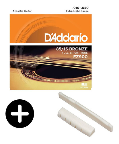 Kit Rastilho Pestana Aço + Cordas P/ Violão Aço Daddario 010