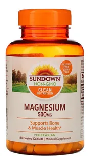 Magnesium Sundown 180 C 500 Mg  Óxido De Magnésio Vegain Eua
