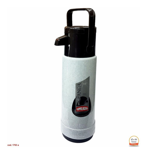 Termo Lumilagro Bomba Panda de vidrio 1L gris mármol