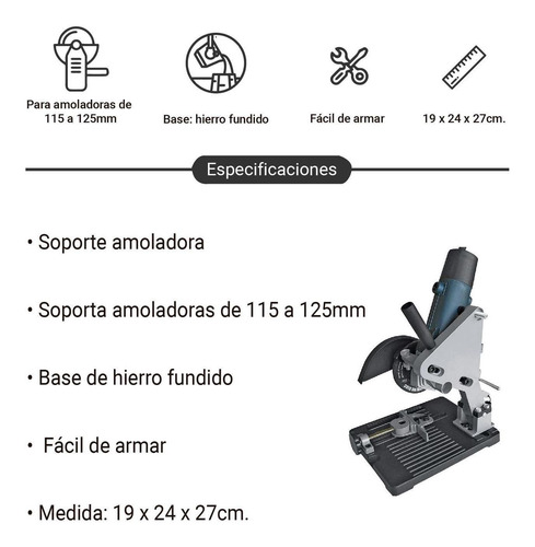 Imagen 8 de 8 de Soporte De Amoladora Angular Con Base De Hierro Fundido