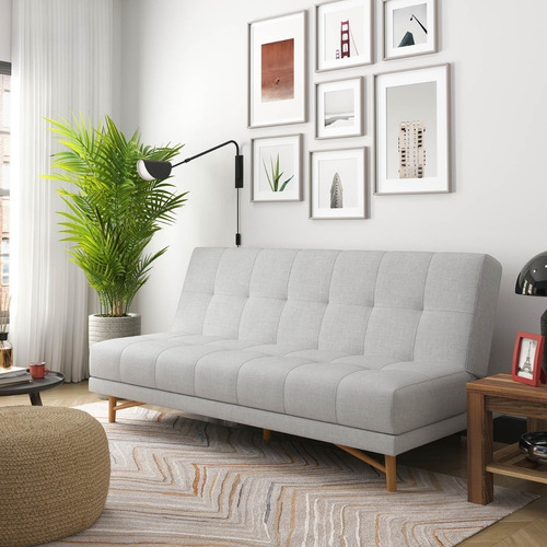 Sofá Cama Premium 3 Lugares Bossa Nova 190cm Linho Cinza