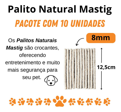 Kit 4 Pct Palito Ossinho Cães Sabor Natural Mastig C/ 10 Un