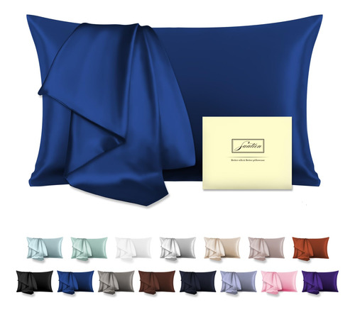 Funda De Almohada De Seda Tamaño King Color Azul Real