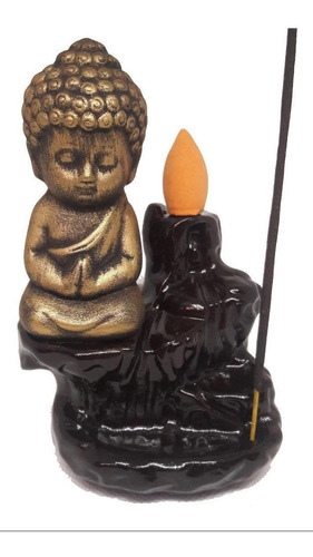 Incensário Buda Cascata Na Rocha Fumaça