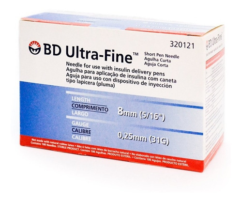 Agujas Bd Ultra Fine 31g 8 X 25 X 100 U (azul)