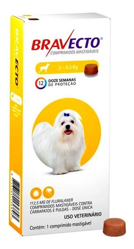 Pastilla Bravecto Antipulgas Y Garrapatas 3 Meses 2 A 4,5 Kg