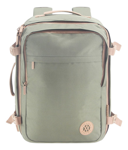 Mochila Viajera Carry On Reforzada Impermeable Reforzada Verde Musgo Liso