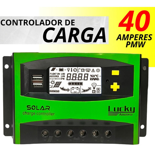 Controlador De Carga Para Painel Solar 40a Usb 12/24v - Pwm