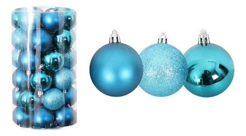 Esferas De Navidad 30pz Decoración Navideña Árbol Color Turquesa