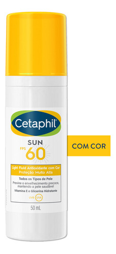 Protetor Solar Facial Antioxidante Com Cor Sun Fps 60 50ml Cetaphil