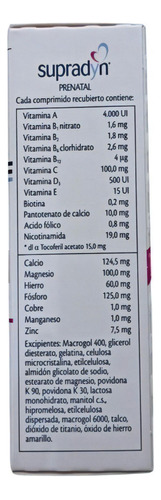 Supradyn Prenatal. Multivitaminico Vitaminas Embarazo X 30 