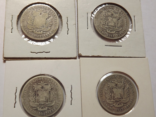 Monedas De Plata. Dos (2) Bs Bolívares. Años 1900 A 1965
