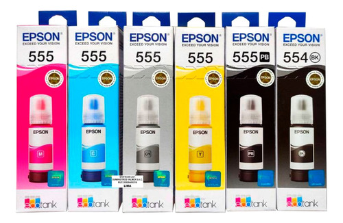 Tinta Epson T555/ T554 X 6 Colores L8160/ L8180 Original