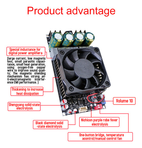 Placa Amplificadora Tpa3255 600w Canal De Som Duplo Único De