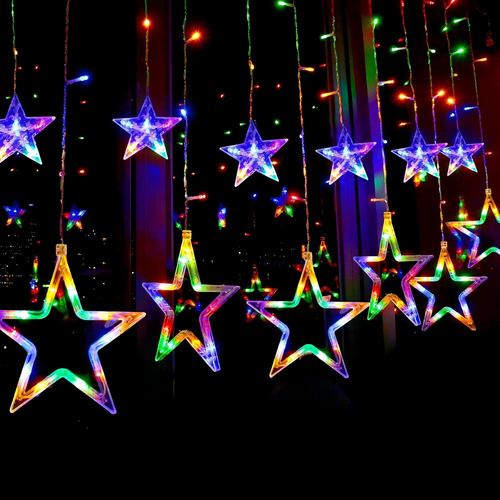 Pisca Pisca Cascata 138 Led Estrelas Natal Conector M/f Luzes Colorido 220v