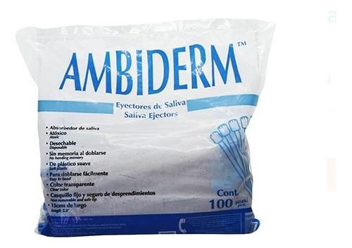 Eyector De Saliva Ambiderm Bolsa Con 100piezas