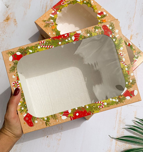 Caja Para Regalos/gift C/visor-felices Fiestas-navidad X 100