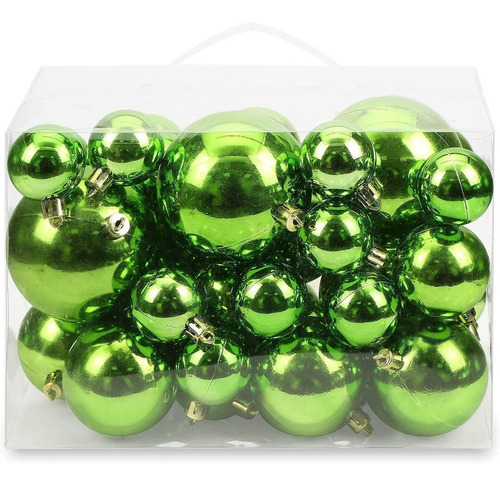 40 Bolas Para Arbol De Navidad Ams 4 Tamaños - Verde