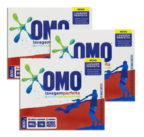 Sabao Em Po Omo Lavagem Perfeita 800g Kit 3