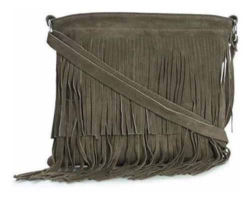 Liatalia Para Mujer Del Bolso Fringe - Real Italian Gamuza -