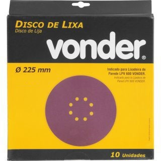 10 Disco De Lija Con Velcro Para Yeso 225mm G 60 Vonder 