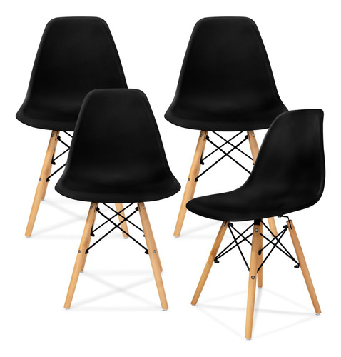 4 Sillas Modernas Eames Para Comedor Y Sala Minimalistas Color de la estructura de la silla Negro