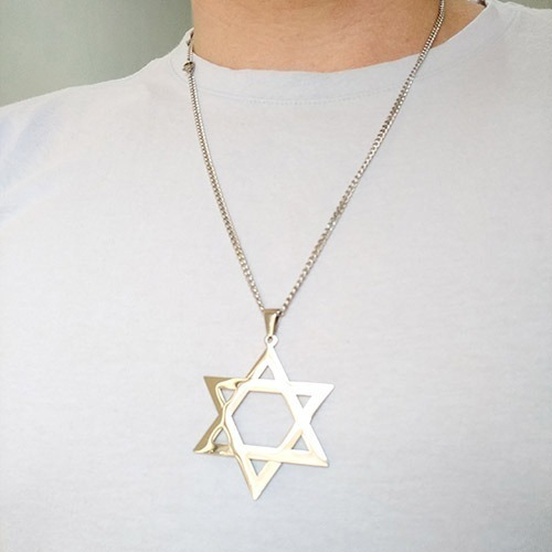Colar Masculino Com Pingente Estrela De Davi