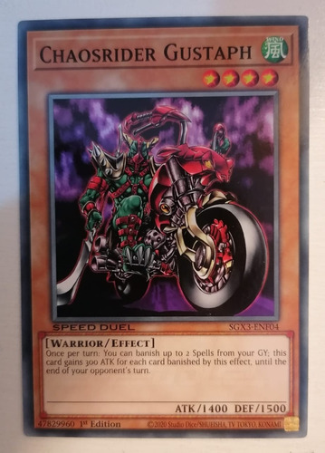 Yugioh! Speed Duel Chaosrider Gustaph Sgx3-enf04 1st Edition