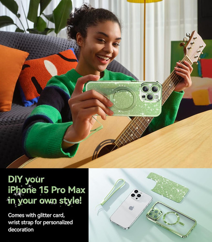 Funda De Celular Meifigno P/ iPhone 15 Pro Max, Verde Hierba
