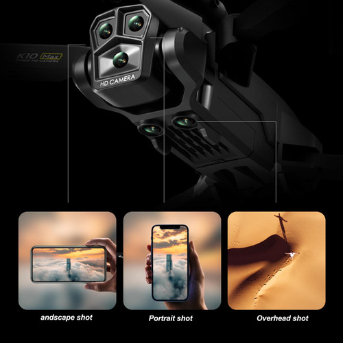 Drone K10max 4k Hd Con 3 Lentes Que Evita El Flujo Óptico
