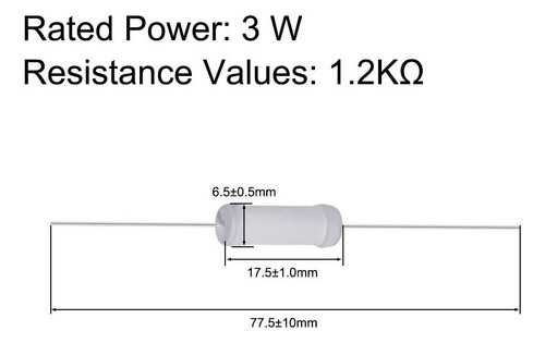 20 Resistencias 1.2k Ohm Resistor Película Óxido Metal 3w 5%