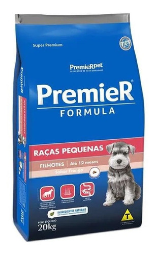 Alimento Premier Super Premium Formula para cão filhote de raça pequena sabor frango em sacola de 20kg