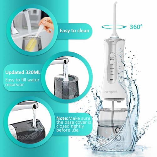 Actualizar Inalámbrico Agua Flosser, Homgeek 320ml Oral Irri