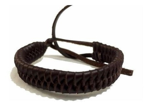 Pulseira De Couro Marrom 72 Peças Atacado + Comprimento 24 Diâmetro 1 Cm
