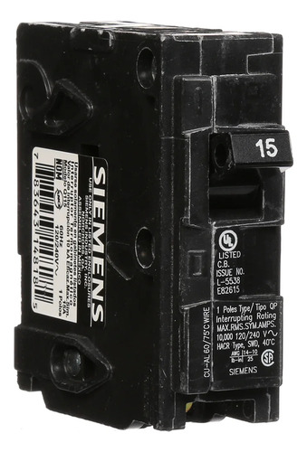 Interruptor Termomagnetico Qp 1x15a Pack 12 Pz Siemens Q115