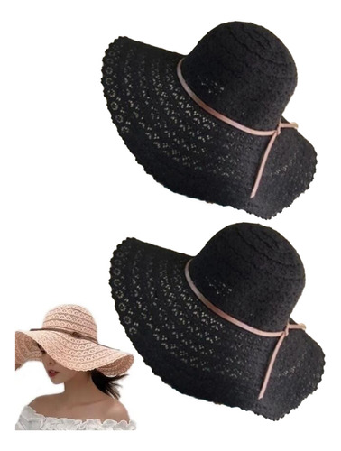 2 Pieces Sombrero Playa Gorro De Sol Para Mujer Moda