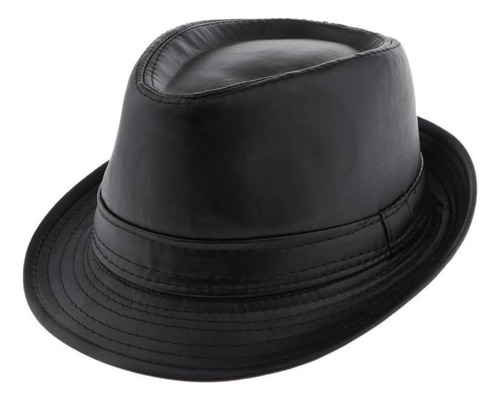Sombrero De Copa De Cuero Pu Gorro De Jazz Clásico Unisex