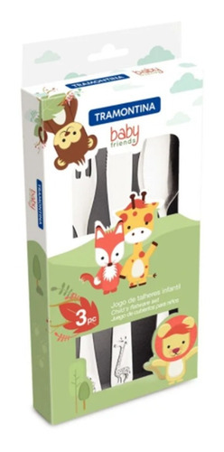 Imagem 1 de 6 de Talheres Infantil Aço Inox Alto Brilho Tramontina 3 Peças